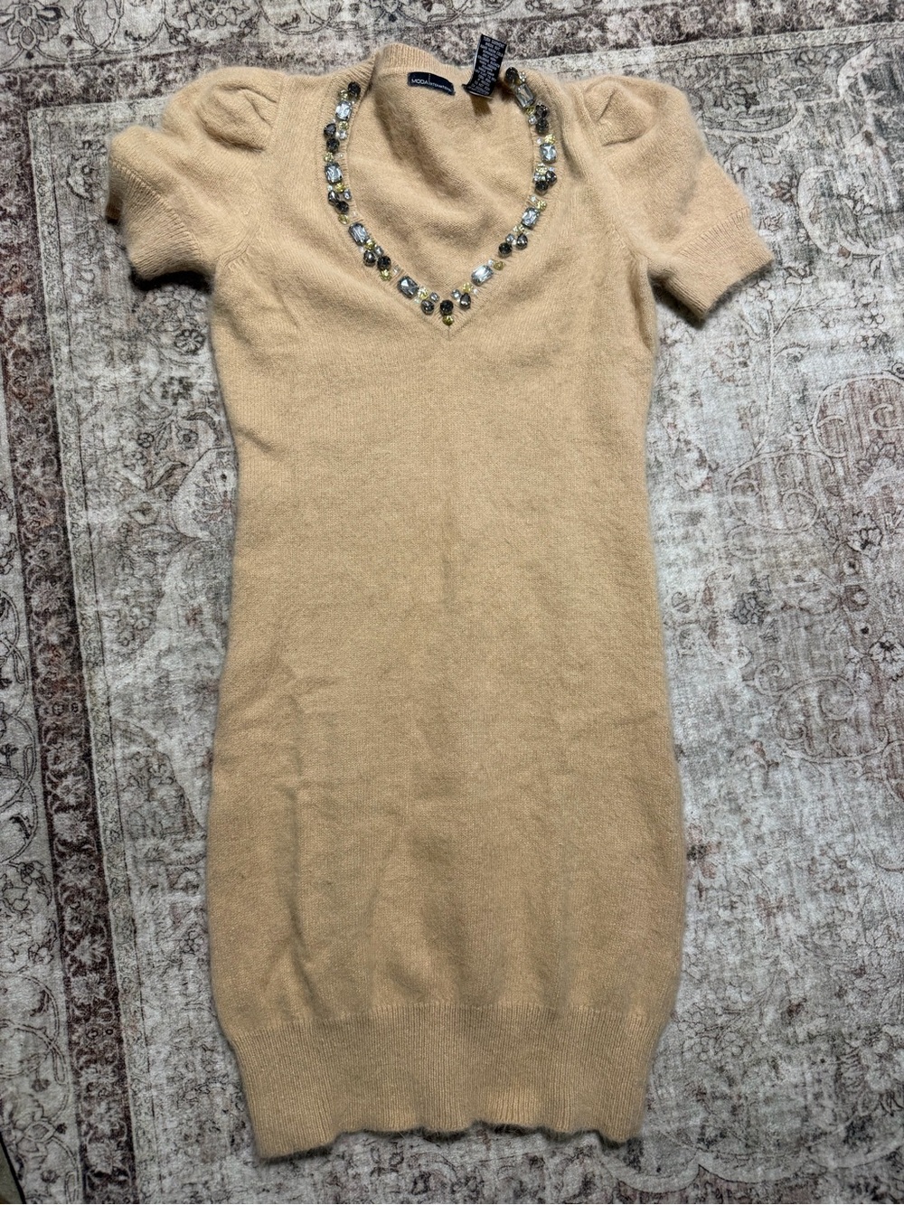 Vintage Y2K Victoria's Secret Moda International 65% Angora Fuzzy Sweater Dress